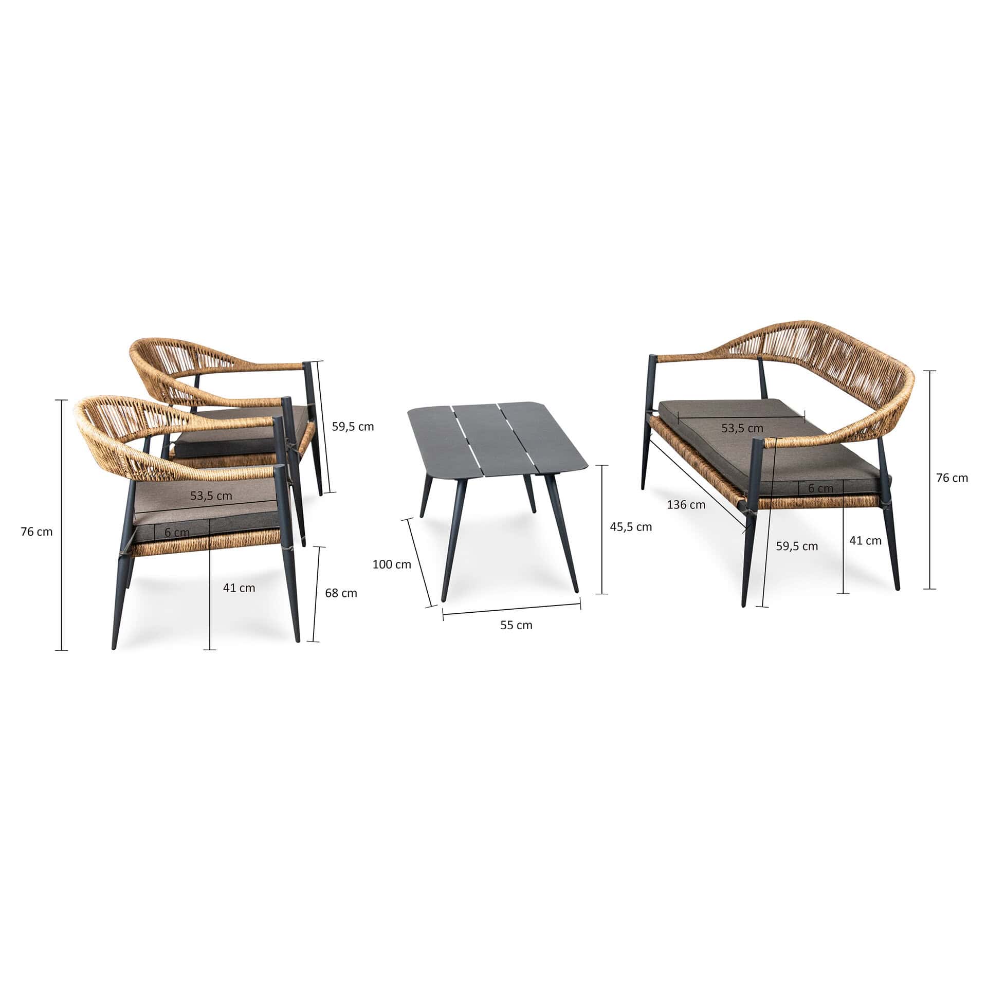 Oliver outdoor lounge set natural