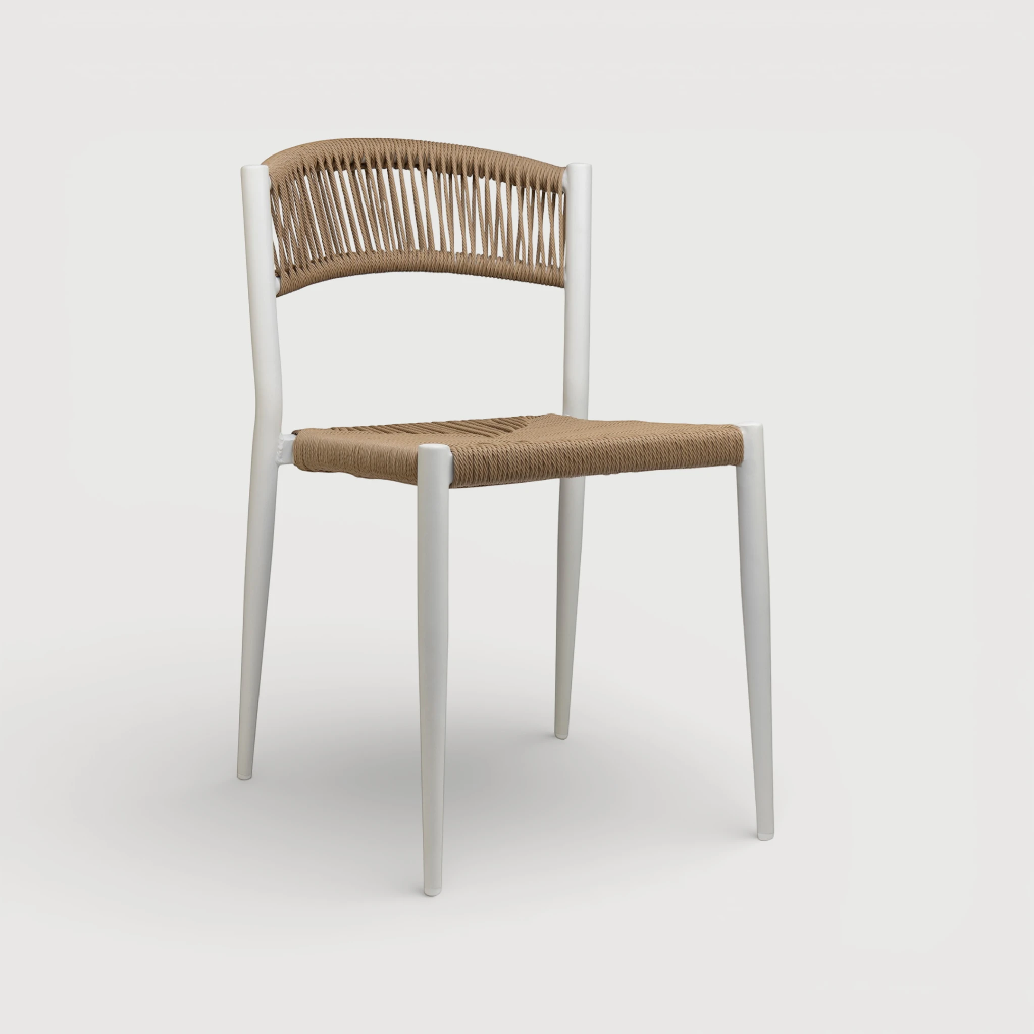 Oliver zunanji stol brez naslonjala za roke bel-naraven