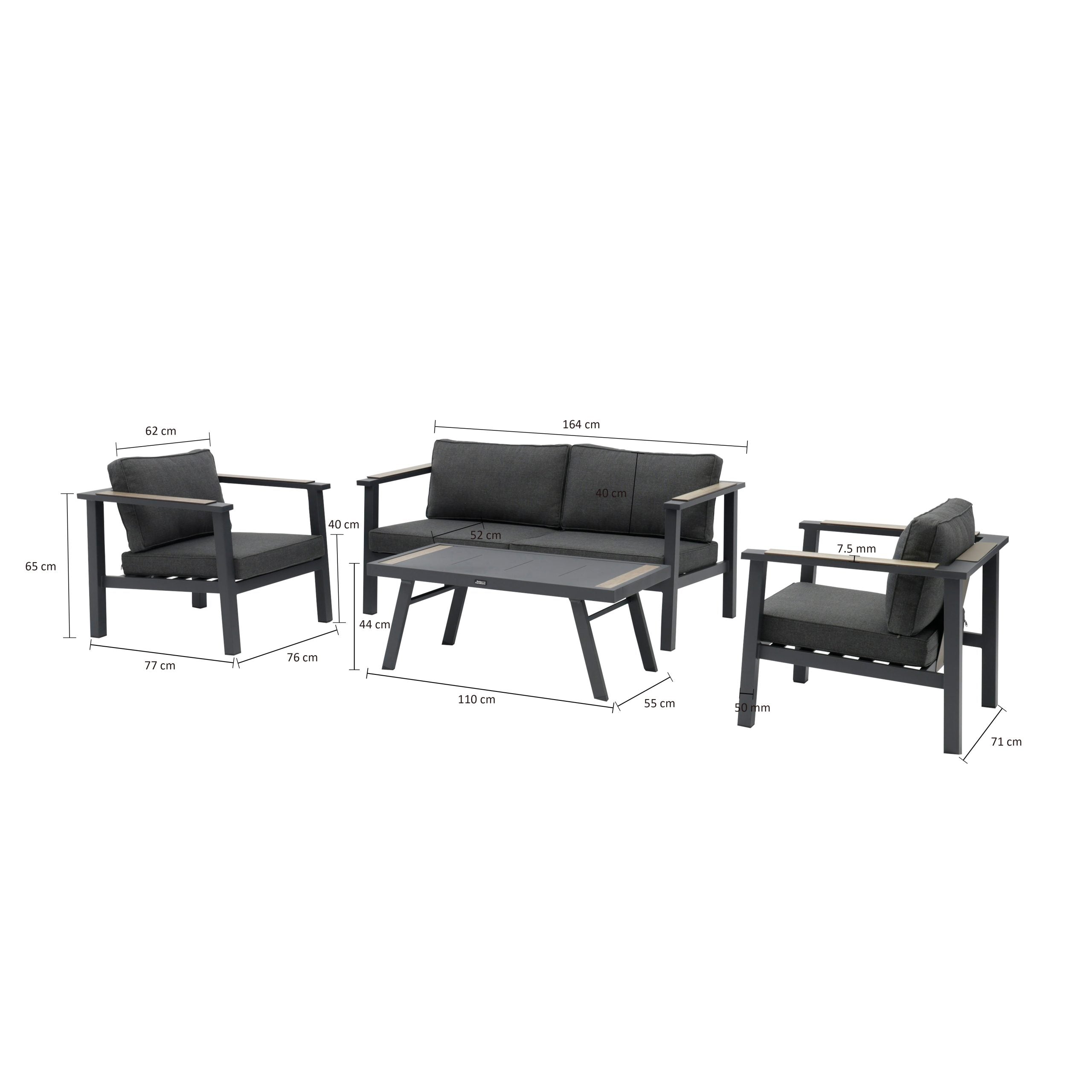 Boli outdoor lounge set anthracite