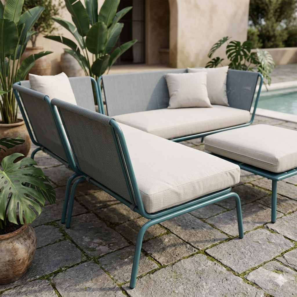 Maui corner lounge set blue