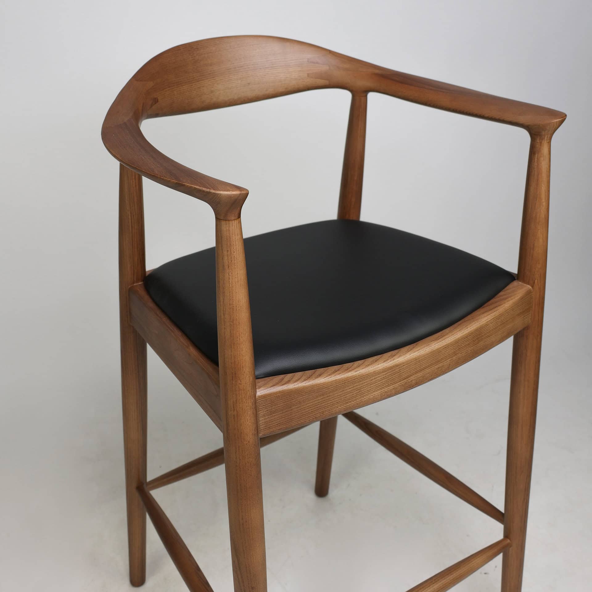 SCANDI BARSTOOL ASHWOOD/LEATHER LOW