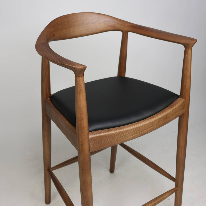 SCANDI BARSTOOL ASHWOOD/LEATHER LOW