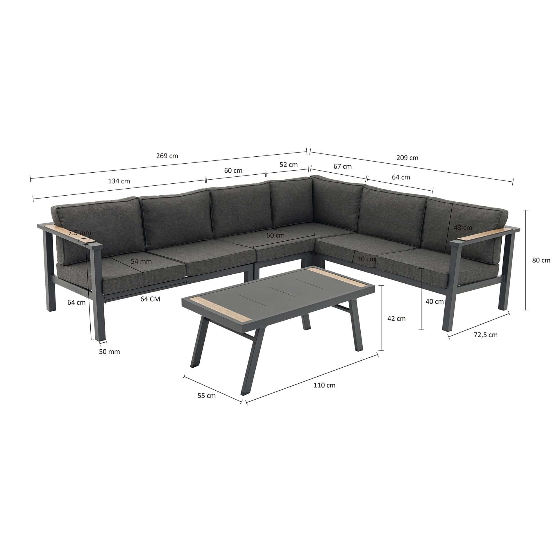 Boli kotni lounge set antracit