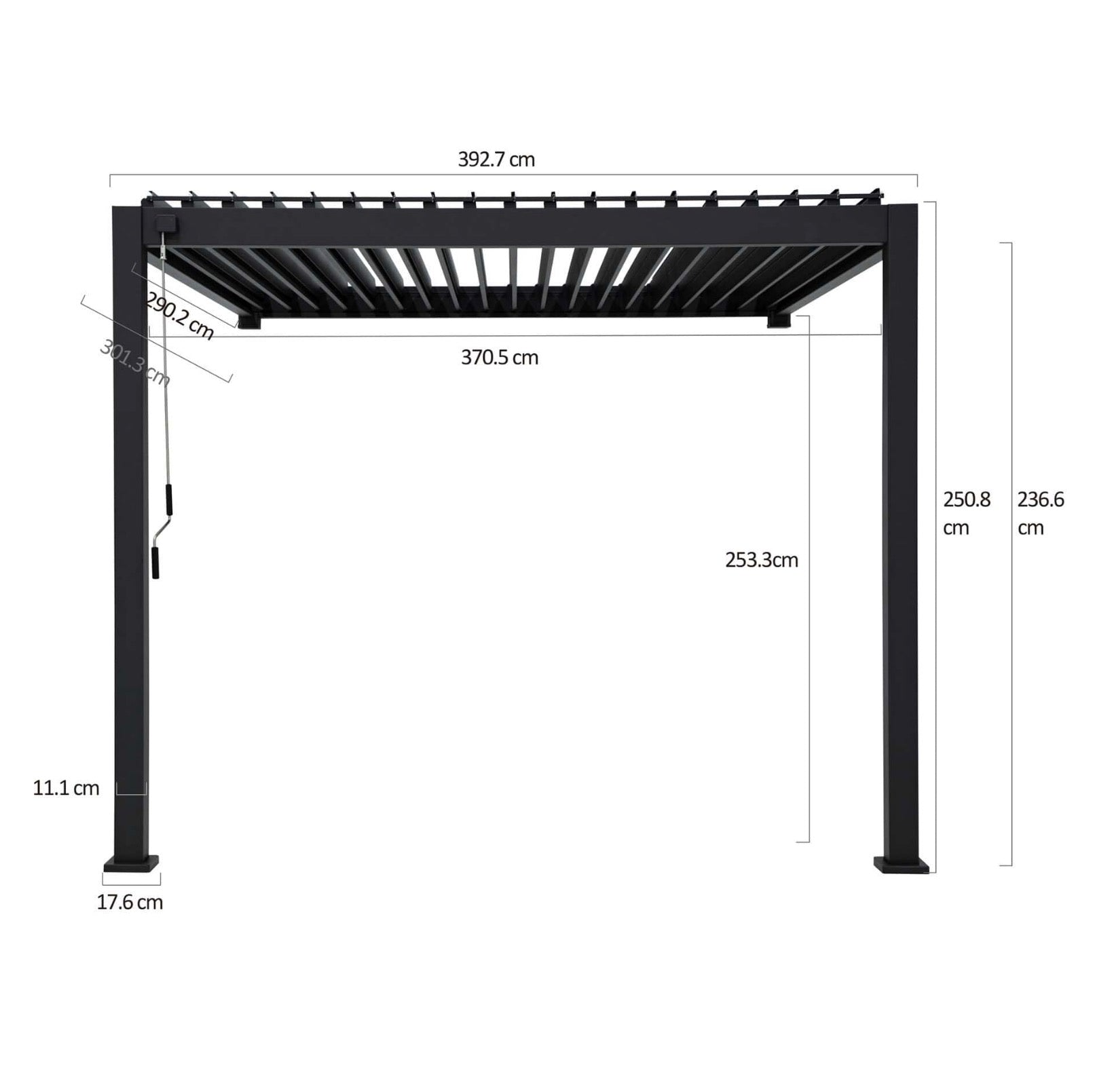 Pergola Eclipse – Wall-mounted Anthracite 3x4 m