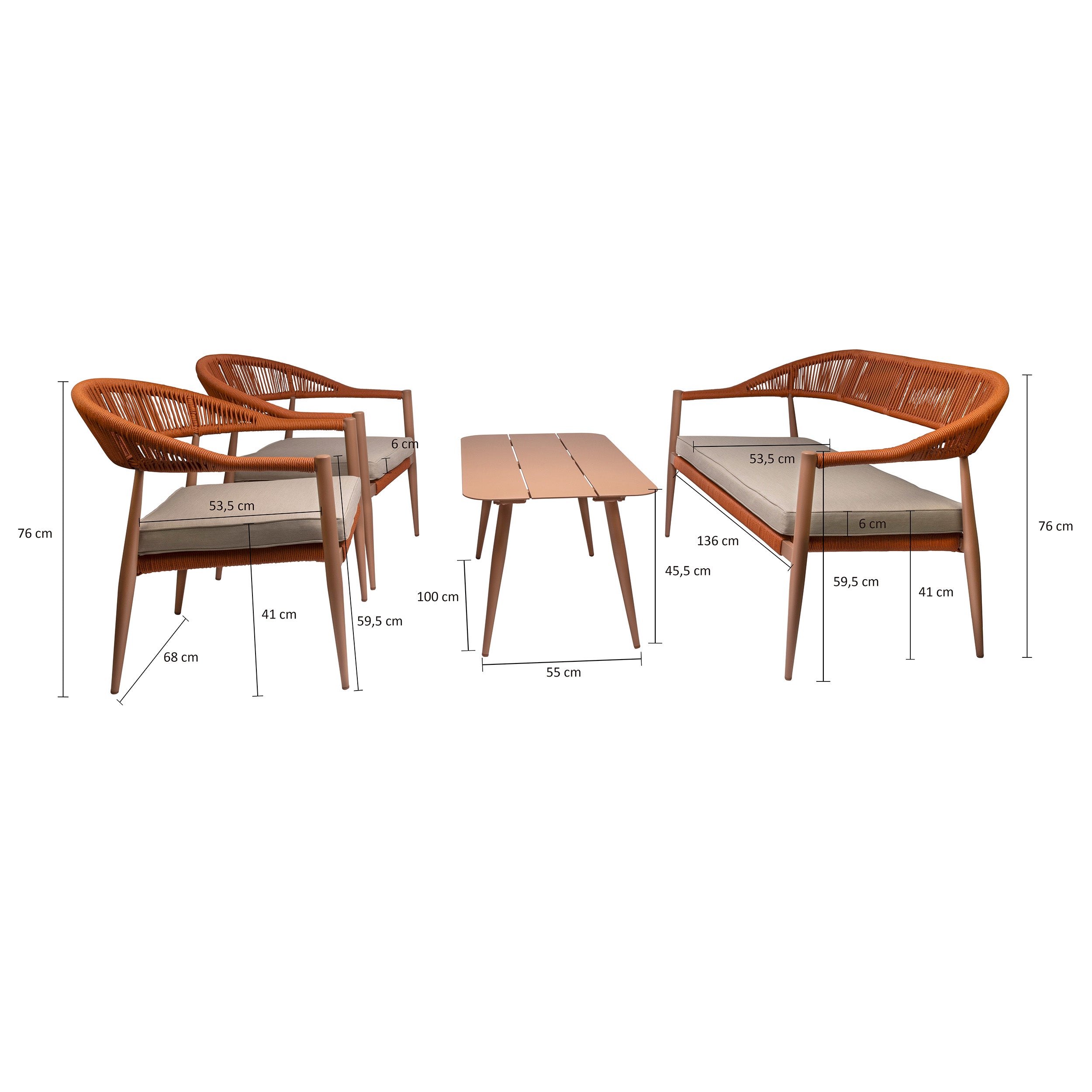 Oliver outdoor lounge set orange